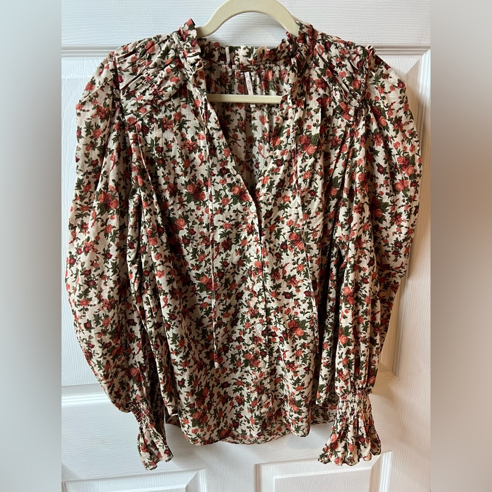 Free People 💯 Cotton Floral Blouse
